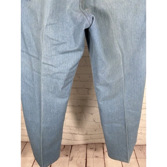 VTG Wrangler Light Wash Distressed Blue Denim Wide Leg Men’s Jeans (36 X 29) - Picture 15 of 16